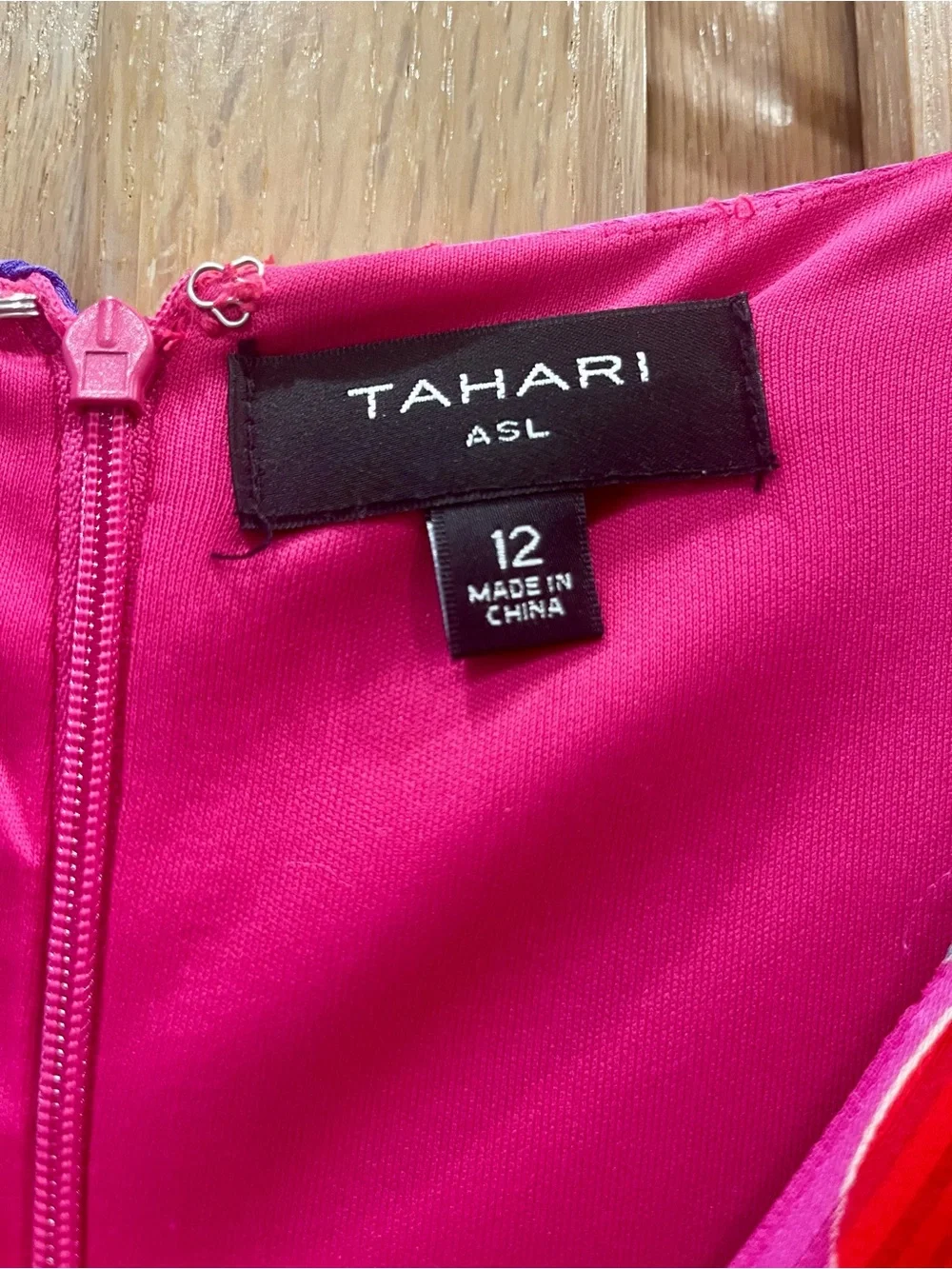 Tahari ASL Pink & Red Floral Wrap Mini Dress - Picture 5 of 6